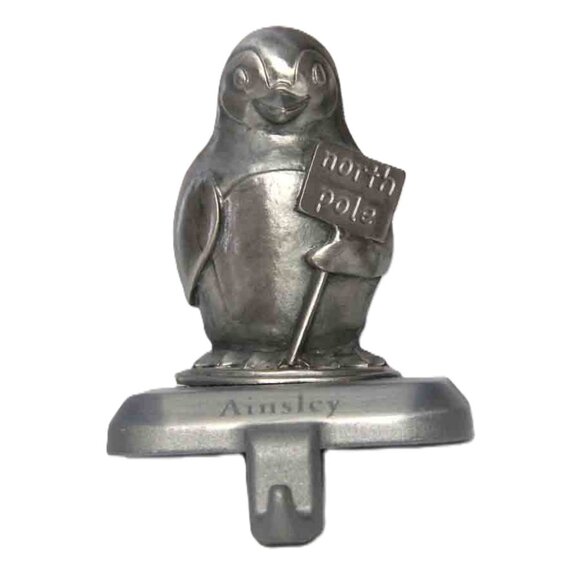 ESL 1.7 pound Cast Iron Ainsley Christmas Stocking Hanger Penguin North Pole - Picture 2 of 2